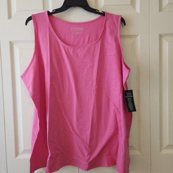 Catherines Suprema Collection Pink Tank Top Size 3X Cotton/ Spandex NWT - Picture 1 of 7